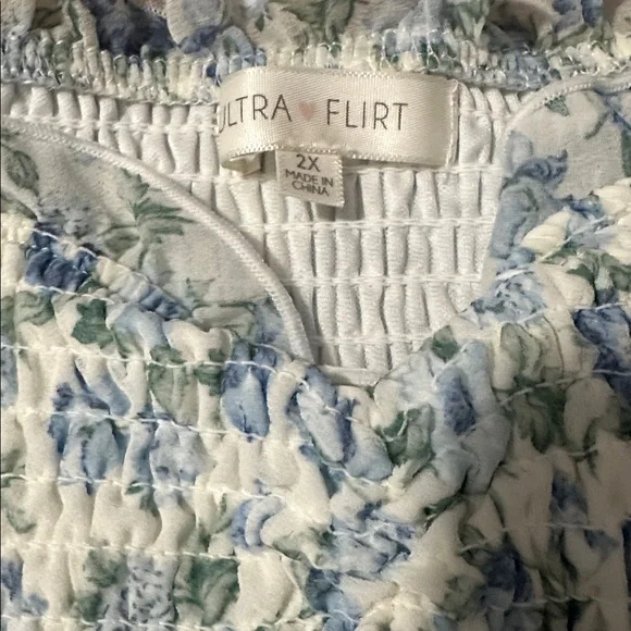 Ultra Flirt Spring and Summer Blue Floral Ruffle Tiered Dress - Picture 6 of 10